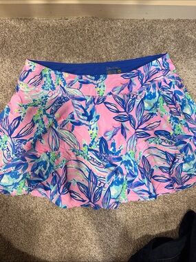Lilly Pulitzer Pink Blue & Green Floral Ruffled Skirt